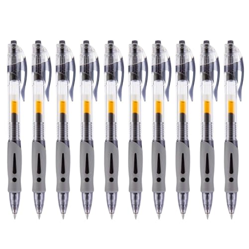 細字ペン、ボールペン - 格納式弾丸ペン | 10本ローラーボールペン、0.5mmスムーズライティングペン、ボールペン子供、男性、女性、学生用