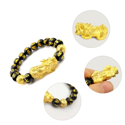 Image of 5 Pcs set Feng Shui Good Luck Bracelets 12mm for Men Women Chinese Fengshui Lucky Bracelet with Pixiu Dragon Charm Attracts Good Luck Wealth Money