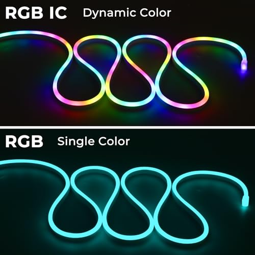5m RGB IC Neon Strips, 5V USB Flexible Neon Rope with Smart App and Remote, Dynamic Color, Segmented Color, Addressable LED Strip for Backlight of Bedroom, Living Room, Gaming - Image 3