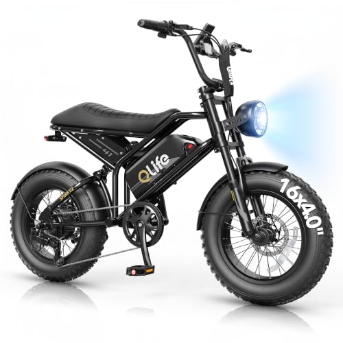 Qlife Spark D1/D2 Electric Bike for Kids & Teens, 1500W/1800W Peak Motor Electric Dirt Bike, 48V 13Ah/15.6Ah Battery Ebike, 16" Fat Tire Electric Motorcycle, Full Suspension Outdoor Mini E Bike image 2