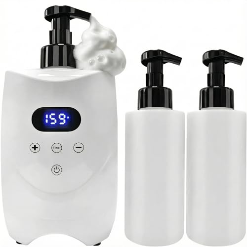 Professional Hot Lather Machine for Shaving Smart Shaving Cream Warmer with 2500ml Refillable Foam Bottles Large Capacity Hot Foam Dispenser with LED Display for Home Salon & Barber Shop (white)