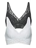 Felina Signature Stretch Lace Bralette 2-Pack Black White