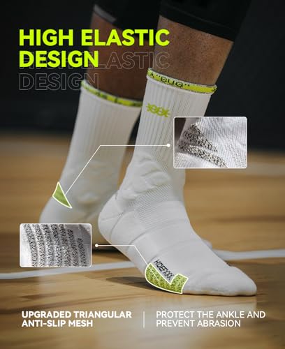 Basketball Socks for Men, Performance Cushioned Men's Athletic Crew Socks with Anti-Slip | Player Edition ProX |3