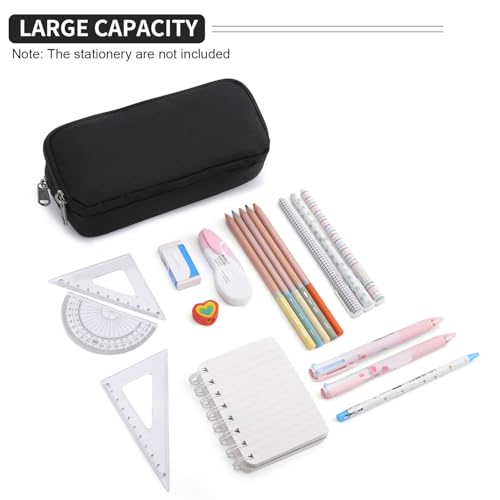 della gao pencil case large capacity pencil pouch aesthetic pencil box for office stationery organizer simple sturdy multifunctional pencil bag for men - black