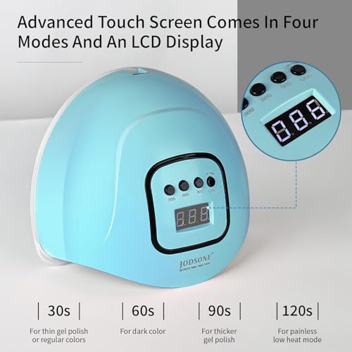 Image of JODSONE U V LED Nail Lamp Blue Gel Polish Nail Dryer with Smart Auto Sensor 4 Timing Modes Fast Curing for Home DIY