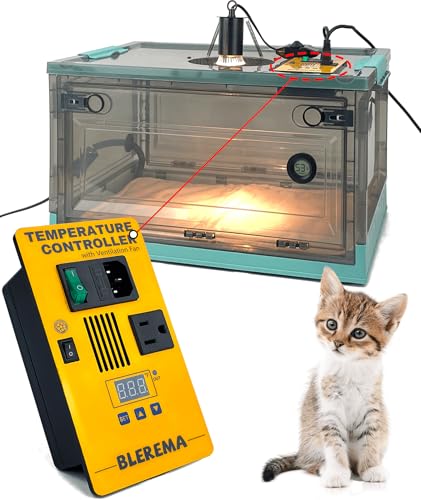 Puppy Incubator with Temperature Control & Ventilation Fan Dual-Heating Modules (Pad+Lamp) and Oxygen Tube Incubator for Puppy/Kitten | Brooder for Dogs Chicks Birds & Newborn Critters (55L)