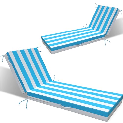 Chaise Lounge Chair Waterproof Cushion Set of 2 Outdoor for Pool - image 1