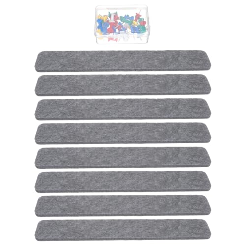 Healvian Tiras Adhesivas de Fieltro para Tablón de Anuncios, 8 Piezas, Color Gris Oscuro 39 Cm, Tablón de Notas de Pared para Oficina y Hogar, Material Seguro y Reutilizable con Alfileres