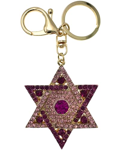 Evenchae Star of David Keychain | Large Rhinestone Charm with