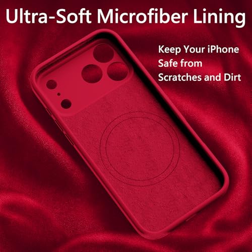Image of FireNova Magnetic for iPhone 17 Pro Case, Compatible with MagSafe, [Integrated Silicone Camera Control Button] [Camera Protection] Anti-Scratch Microfiber Lining Phone Case, 6.3 inch, Deep Red