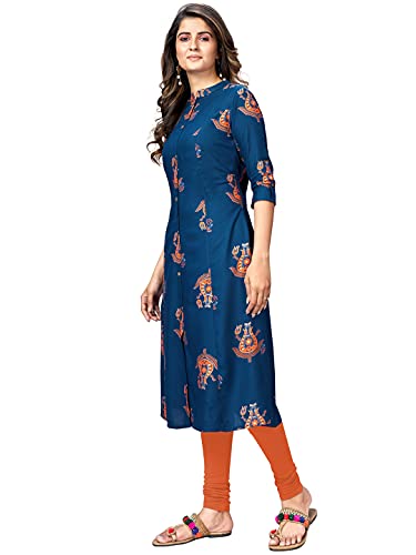 Image of Vbuyz Women's Cotton Floral Print A-Line Regular Fit Kurta | Stylish Kurti