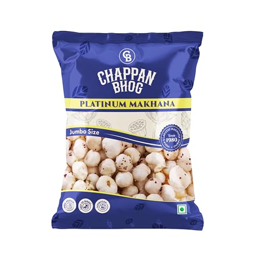 Image of Chappan Bhog Platinum Makhana 200g | 6+ Suta Jumbo Foxnuts (Phool Makhana) | Premium Raw Makhana (Lotus Seeds) | High Protein, Gluten Free Healthy Snack | Ready to Eat | Fasting and Evening Diet Snack