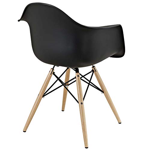 Modway Pyramid Mid-Century Modern With Natural Wood Legs, Two Dining Armchairs, Black #TOP3