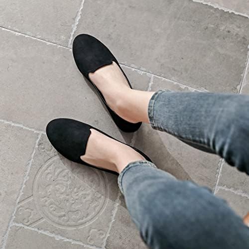 Veittes Women's Slip on Loafer Flat Shoes - Round Toe Suede Office Ballet Flats.(2011005-4,BK/MF,9) | Image 5