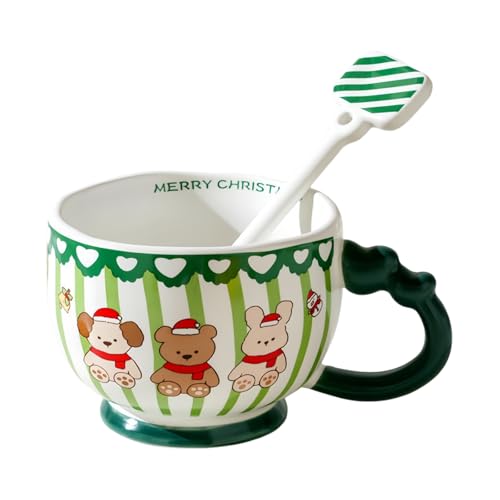 Taza Con Asa Taza De Cerámica De Dibujos Animados De 350 Ml Con Tapa Para Parejas En Casa, Taza De Agua Adecuada Para Café Con Leche, Capuchino, Leche, Postre, Bebida Fría Y Bebida Caliente.