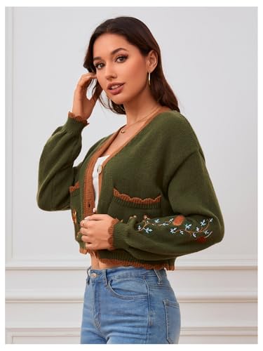 Women's 2025 Floral Embroidery Cardigan Cottage Core Boho Cardigans Vintage Western Cropped Sweaters Fall Outwear3