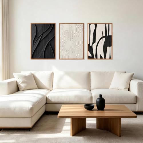 Image of CHDITB 3D Small Black White Geometric Wall Art, Impasto Relief Wall Decor