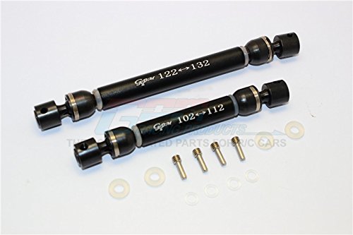 GPM for Traxxas TRX-4 Trail Defender Crawler Upgrade Parts Aluminum + Steel Front / Rear CVD Main Shafts - 1Pr Set Black