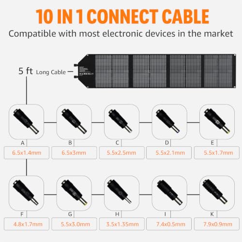 Image of 100W Portable Solar Panel for Power Station Generator, iPhone, Galaxy, Tablets, Foldable Solar Charger with USB QC 3.0 /USB C /18V DC, IPX4 Waterproof Solar Panels for Camping Outdoor Van RV Trip