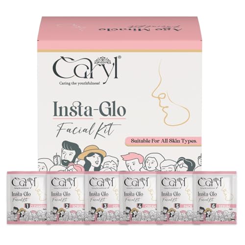 Image of Caryl Insta-Glo Facial Kit, 30gm| Minimizes Pores & Prepares Skin for Facial, Exfoliates & Rejuvenates Skin | With 5 Facial Wipes FREE | For All Skin Types | Suitable for Women