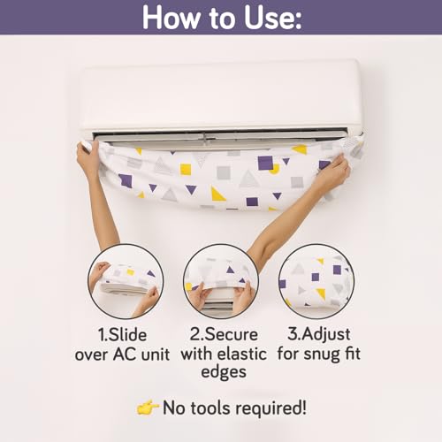 Image of HOKIPO AC Cover for most 2 Ton Split AC | Fits AC Units upto Size 110x33x31 cm | Dustproof, Waterproof & Washable Indoor Unit Cover | Protective & Decorative | Geometric Abstract (D1-AR5874)