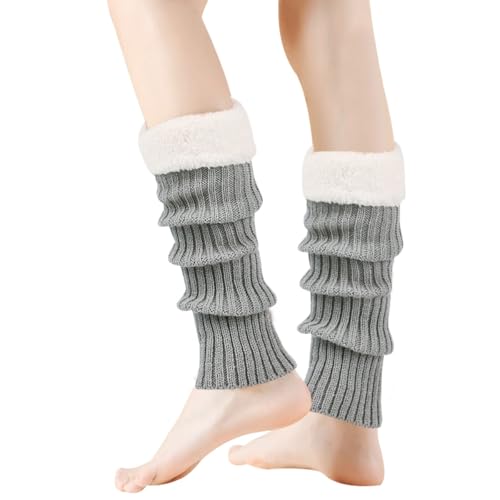 Image of Winter Leg Warmers for Women and Girls Warm Knitted Socks Knitted Wool Crochet Long Boot Socks New Year's Day Socks Christmas Socks