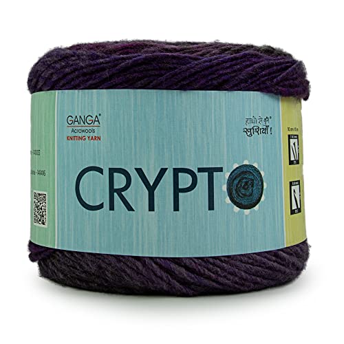 Image of Ganga Acrowools Crypto -100% Acrylic Yarn, Hand Knitting and Crochet Yarn, Pack of 2 Balls - 100Gm Each. Shade No - Ptt5174, Purple