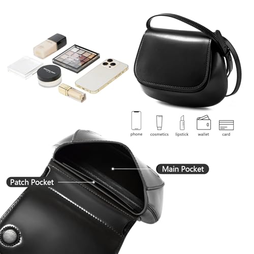 Image of MFFOR Small Crossbody Bags, Leather Purses for Women, Cross Body Purse | Genuine leather, 8.2*3.1*6.2inch, Magnetic clasp, Adjustable strap, Solid color, Sleek design