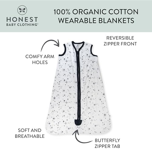 Image of HonestBaby Wearable Blankets Sleeping Bags Swaddle Transition 100% Organic Cotton for Infant Baby Boys, Girls, Unisex