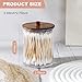 Temoyj 4 Pack Qtip Holder Dispenser with Wood Lids - 10 oz Clear Plastic Apothecary Jar Containers for Vanity Makeup Organizer Storage - Bathroom Accessories Set for Cotton Swab,Pads, Ball, Floss