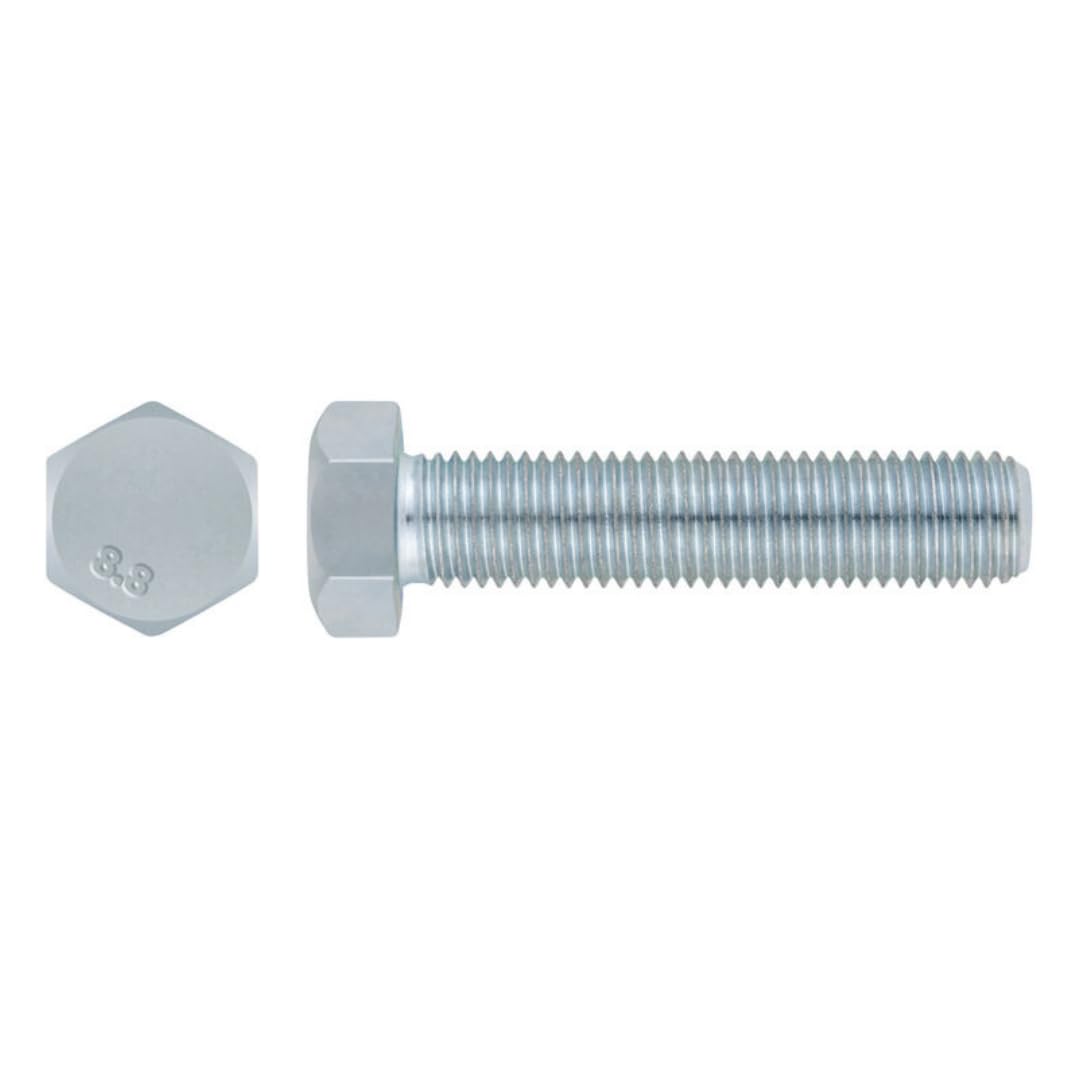 INDEX A PERFECT FIXING - VD93312080 [DIN-933] Tornillo DIN 933 para uniones mecánicas, Rosca métrica completa, Cabeza hexagonal, Huella 7, Acero zincado 8.8, Medida: M12 x 80 mm, Caja de 6 unidades