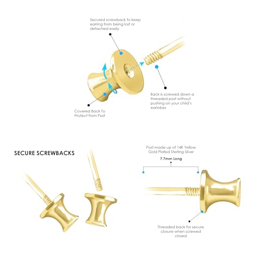 Gold Plated Enamel CZ Small Screw Back Stud Earrings3