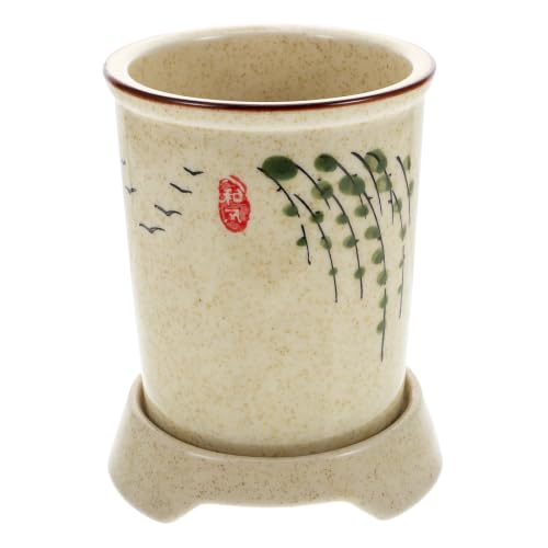 IMIKEYA Estante para Utensilios de Cocina Estilo Japonés de Cerámica Beige Escurridor para Palillos y Cucharas, Adecuado para Organizar Cocina