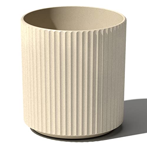 Image of Veradek Demi Series Round Planter for Porch, Patio, Backyard | Durable Plastic-Concrete Material | Modern Decor for Tall Plants, Flowers