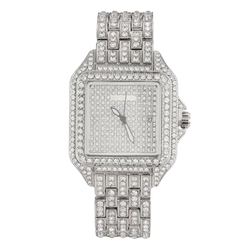 Montre Homme Moissanite Or Blanc Coffret Cadeau Luxe pour Anniversaire