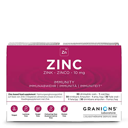 Zink tabletten 10 mg | Immunität | Antioxidans | Haut, Haare und Nägel | 30 Ampullen | Granions Zink tabletten 10 mg | Immunität | Antioxidans | Haut, Haare und Nägel | 30 Ampullen | Granions