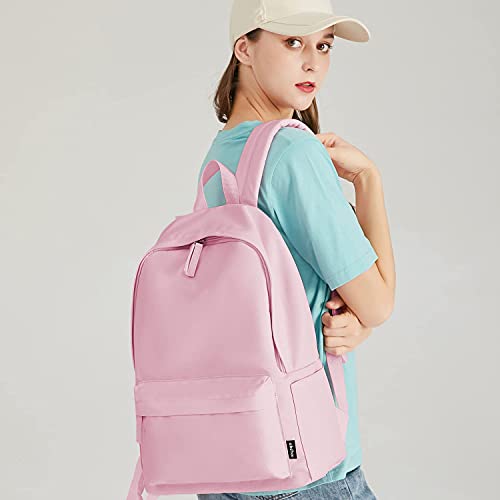 Abshoo Lightweight Casual Unisex Backpack For School Solid Color Boobags (Pink) #TOP1