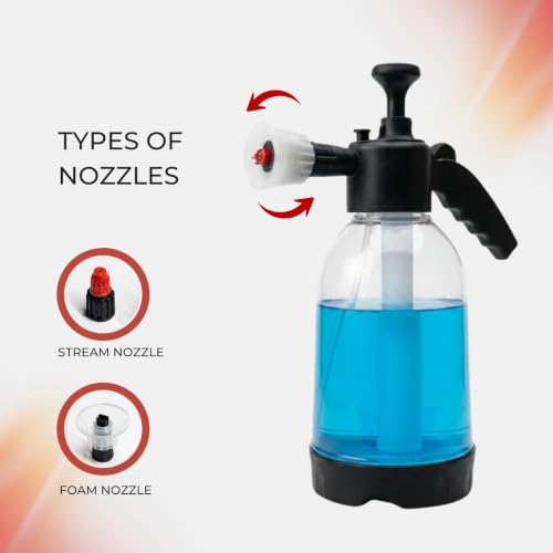 Image of 2 Litre Premium Foam Sprayer & Microfiber Cloth Durable Pump for Car Wash, Cleaning, Garden, DIY, Portable Foam Bottle