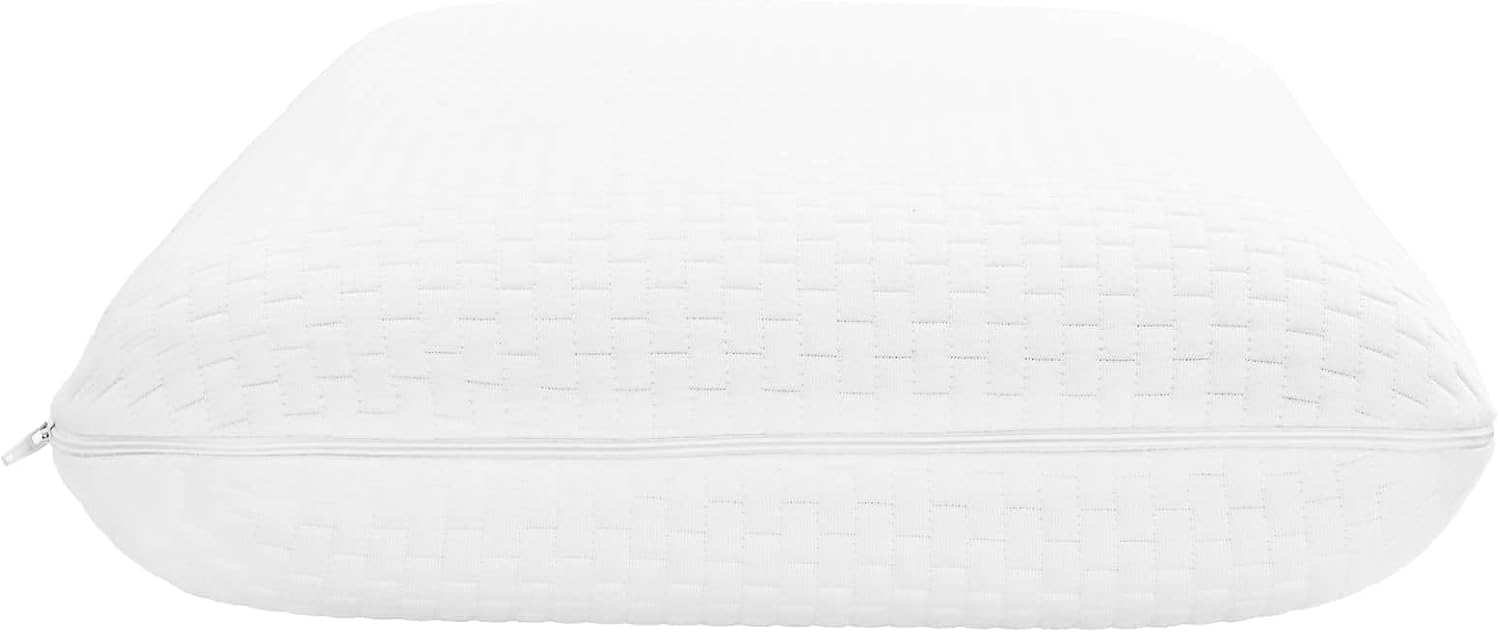 Cojín de sueño rectangular blanco, 74 x 39 x 13 cm, cojín hipoalergénico de espuma de memoria de alta densidad con funda de poliéster suave, diseñado para apoyar el cuello