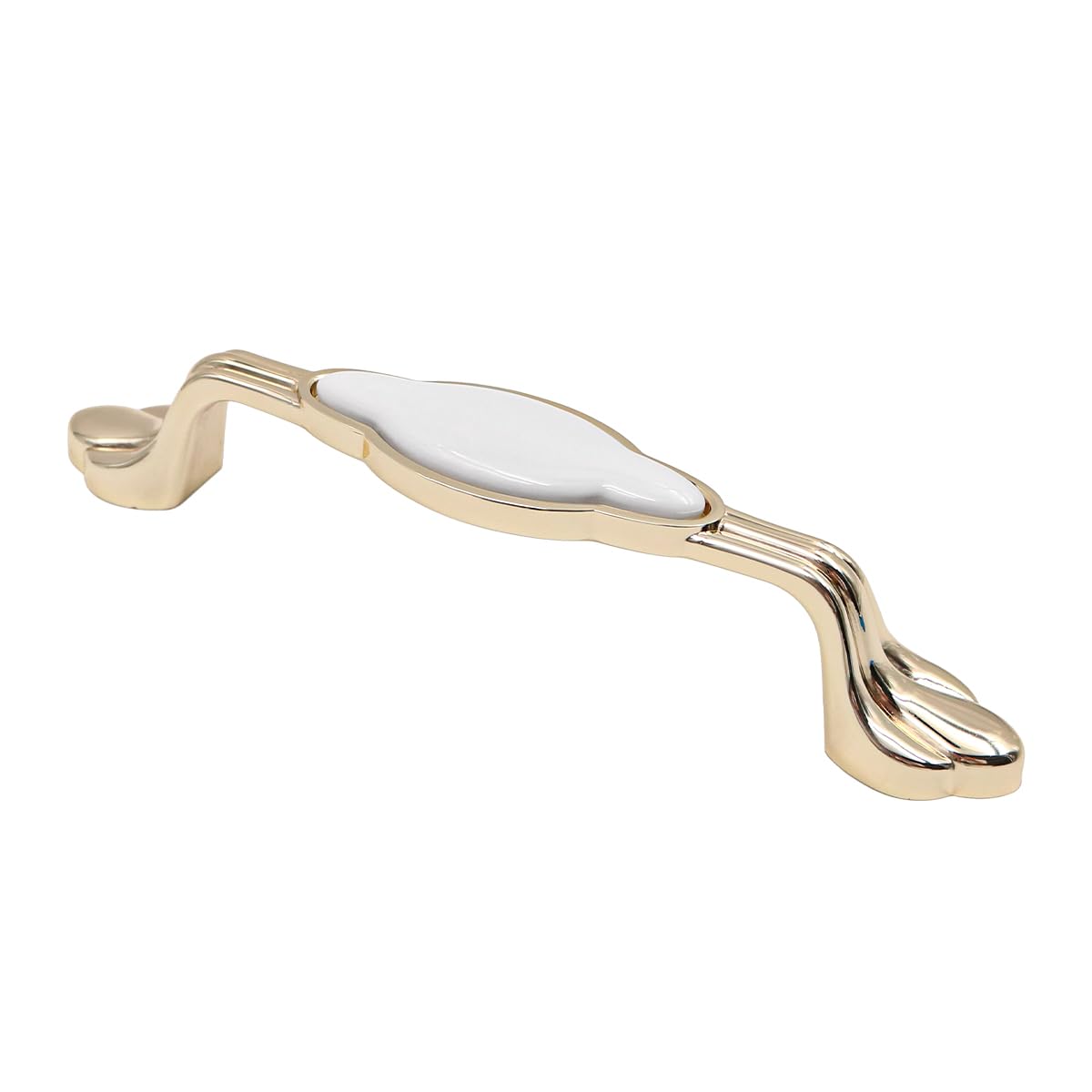 ZONADAH Set of 4 Cabinet Handles, Hole Distance 9128mm, Total 173mm, White Ceramics & Gold Plated Cabinet Pull Handles - Image 2