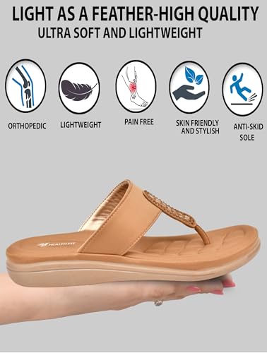 Image of HEALTH FIT EXTRA SOFT Women's Comfortable Memory Foam Doctor Slippers /Flip-Flops|Fashionable Casual & Stylish|Lightweight & Breathable|Outdoor Synthetic Casual Chappals Sandals Ladies & Girls HF23
