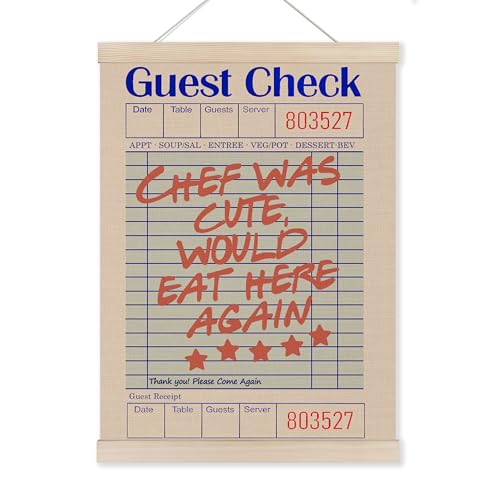 HUGANE Funny Kitchen Wall Decor,Retro Kitchen Decor,Chef Was Cute Would Eat Here Again Wall Art Poster, Trendy Funny Kitchen Wall Art, 12x16 Inches