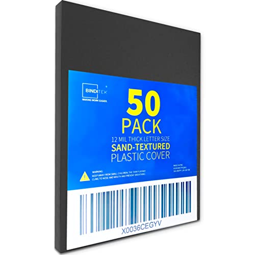 Image of Binditek 12 Mil Sand-Textured Binding Covers, Letter Size, Black, 50 Pack