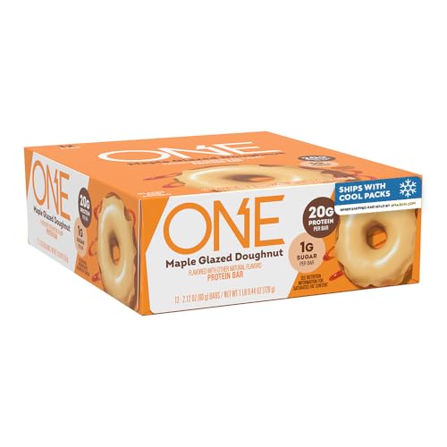 Image of ONE Protein Bars, Maple Glazed Doughnut, Gluten Free with 20g Protein and 1g Sugar, Pantry Staples, 2.12 oz (12 Count)