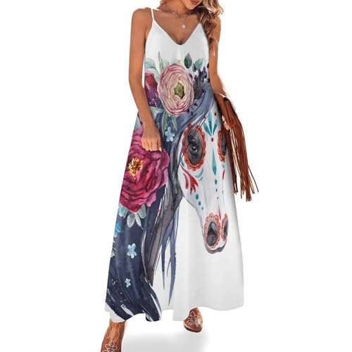 Robe maxi de plage motif cheval pour voyages d'été confortables