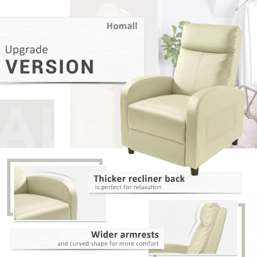 Image of Homall Recliner Chair, Recliner Sofa PU Leather for Adults, Beige Recliners