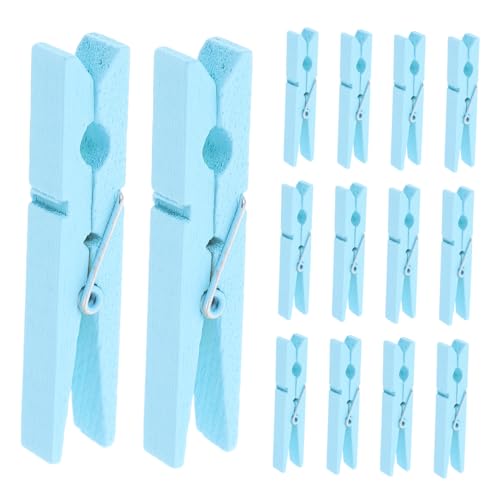 30pcs Sky Blue Wooden Clothespins Clothes Pegs for Drying Crafts and Home Use Lightweight Design for Quilts and Duvet Covers for Bulk Hanging