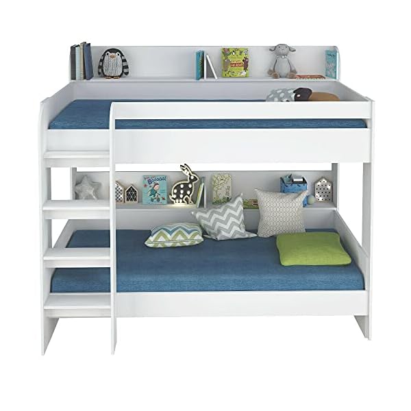 HUIJK Bunk Bed Bunk Bed Frame, Aerial White Wooden Bunk 3ft Bed Frame 175 cm x 195 cm x 136 cm - Image 4
