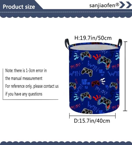 Image of Game Laundry Basket Baby Hamper Dirty Clothes hamper Baby Nursery Hamper Gift Baskets Toy Storage Bin Boy Room Decor(Blue Games)
