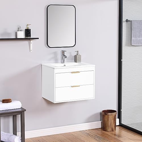 Amazon.com: Polibi 24" Floating Wall-Mounted Bathroom Vanity with Top ...